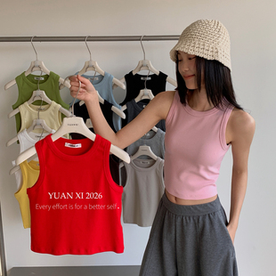 元熙工字套头极简时尚百搭背心内搭短款基础百搭吊带背心无袖上衣