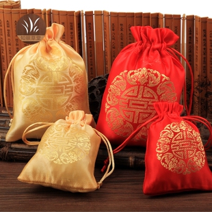 五福临门福袋饰品手链收纳包装喜庆珠宝首饰袋锦袋 红色袋子