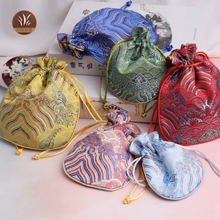 圆弧袋首饰包装袋礼品袋海浪花束口抽拉绳收纳袋文玩袋锦囊布袋子