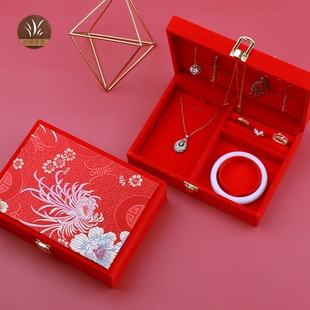 结婚三金首饰婚嫁订婚聘礼龙凤手镯套装盒黄金首饰盒项链戒指 F13