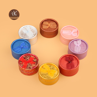 蝴蝶结小圆盒戒指盒圆戒指盒耳钉盒首饰包装盒首饰包装盒定制logo