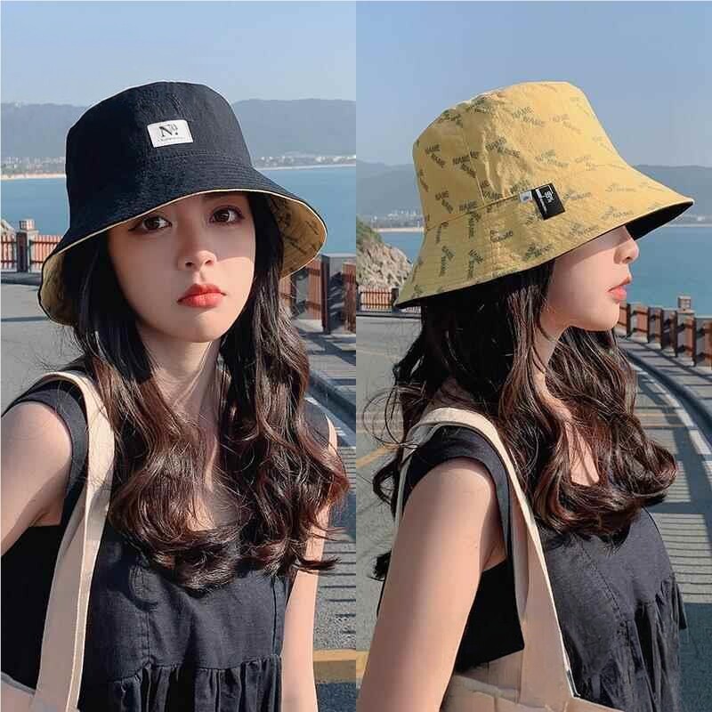 渔夫帽子女夏春季韩版防晒遮阳帽日系小沿百搭双面戴遮阳帽盆帽z