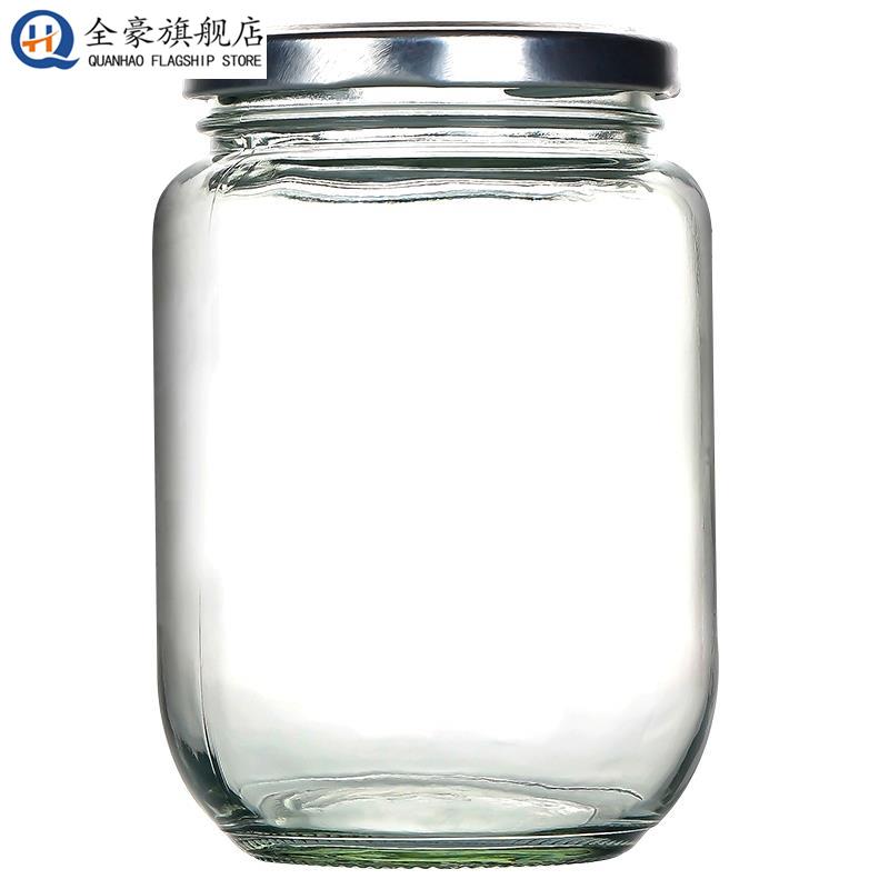 食品级圆形玻璃瓶可蒸煮罐头瓶番茄酱牛肉酱瓶子带盖子透明空密封