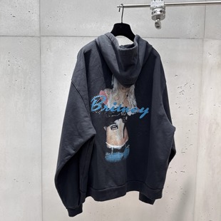 【年终清仓】25FW巴黎重磅布兰妮人像拉链衫连帽衫外套卫衣夹克