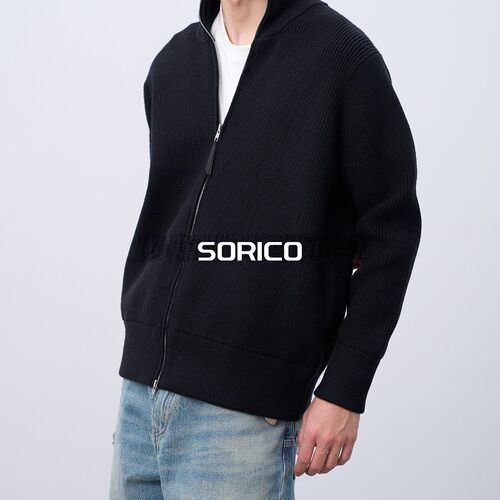 「SORICO」简约CleanFit立领针织毛衣男女休闲外套双拉链开衫