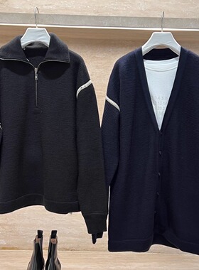 【时光铭刻】重磅MM风格半拉链SUNTEEZA牛仔贴布针织羊毛立领毛衣