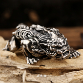 杂良社原创925银狮头貔貅新年新款 实心钥匙扣吊坠纳财祈福手把件