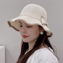 夏天帽子女款2025新款凉帽薄款洋气时尚渔夫帽防晒遮阳帽太阳帽女