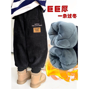儿童棉裤巨厚三层夹棉加绒特厚牛仔裤东北滑雪男童北方一条过冬