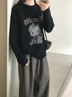 T打底衫 简约百搭显瘦圆领卡通印花长袖 ETHOS 时尚 韩国2025秋冬新款