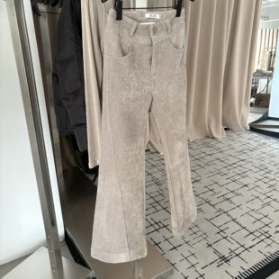 小众百搭休闲直筒长裤 韩国时尚 新款 女2025冬季 高腰显瘦加绒微喇裤