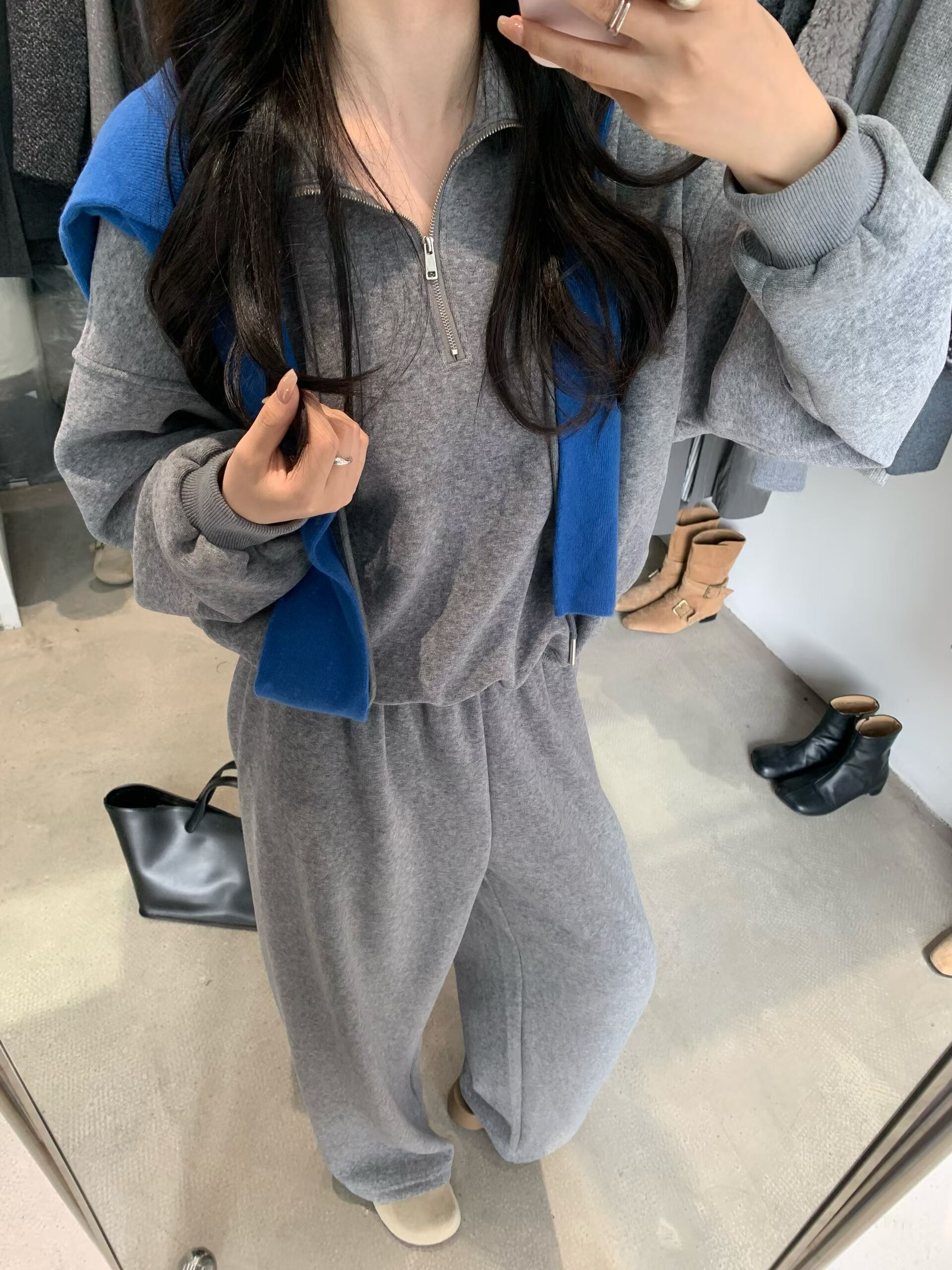 韩国东大门时尚休闲运动加绒套装