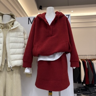 百搭连帽宽松显瘦加厚卫衣半身裙套装 时尚 新款 韩国东大门2025冬季