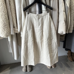 高级感松紧腰显瘦a字裙 复古灯芯绒半身裙女法式 韩国2025冬季 新款