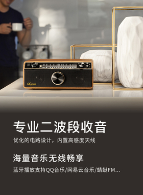 SANGEAN/山进 WR-12BT低音炮台式老人复古蓝牙播放器半导体收音机