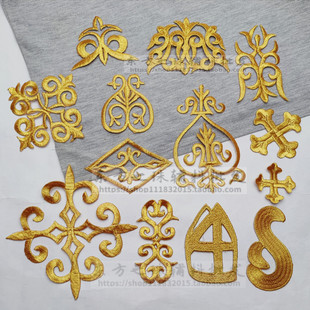 金银纹刺绣贴花动漫古装戏曲民族风绣花贴diy材料舞台演出祥云贴