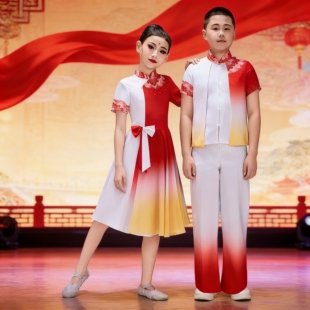 六一儿童演出服中小学生红色爱国大合唱团朗诵比赛表演服男女礼服