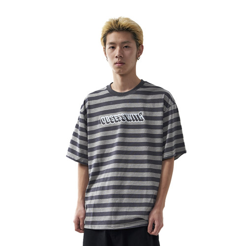 条纹短袖t恤宽松百搭上衣