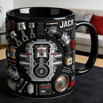 跨境Personalized Engine-Part Embossed Mug个性引擎零件马克杯