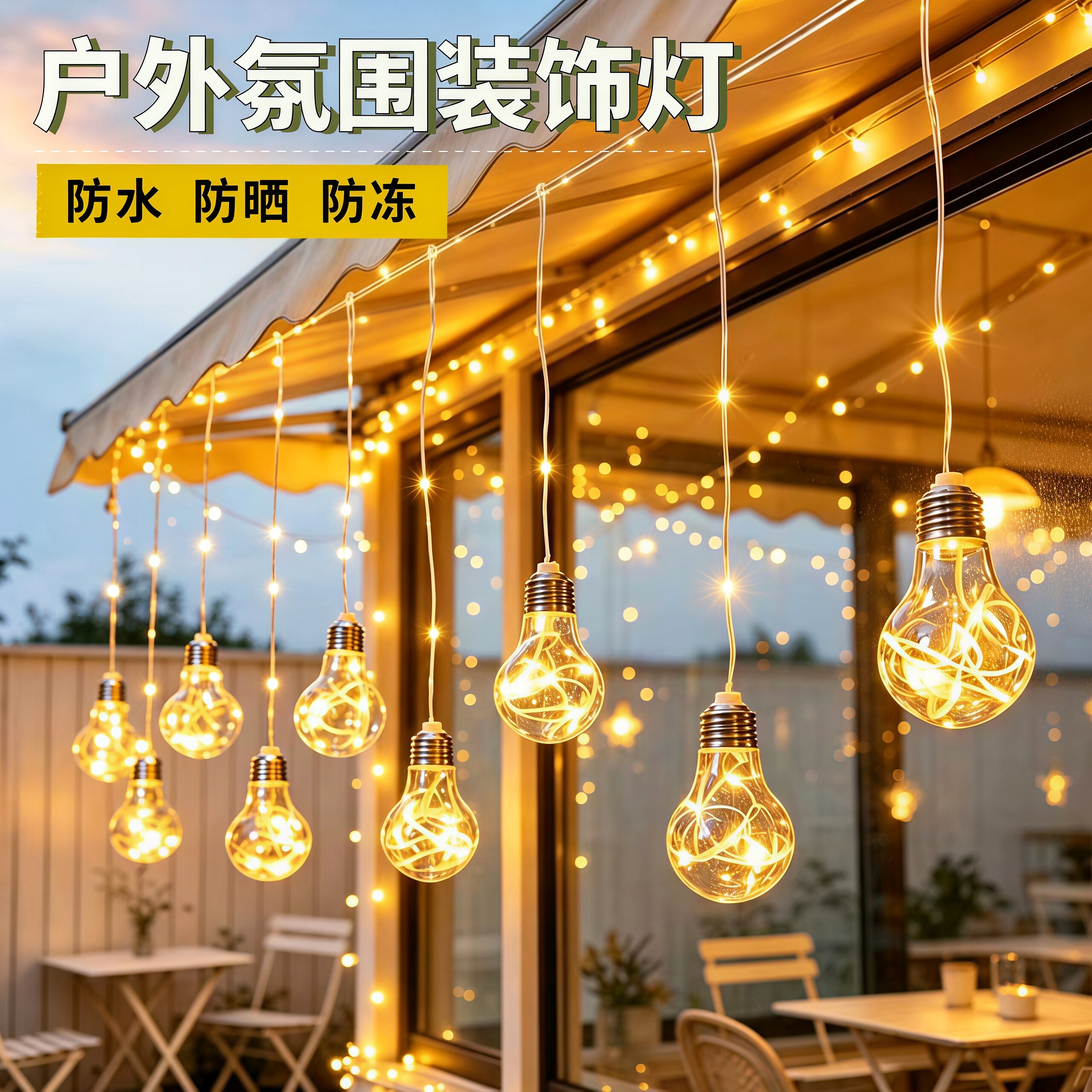 太阳能led小彩灯星星灯串户外夜市摆摊阳台庭院氛围灯露营装饰灯