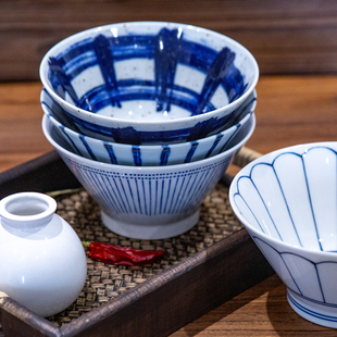 美浓烧日本进口陶瓷碗家用斗笠面碗高级感家用釉下彩牛肉面碗商用