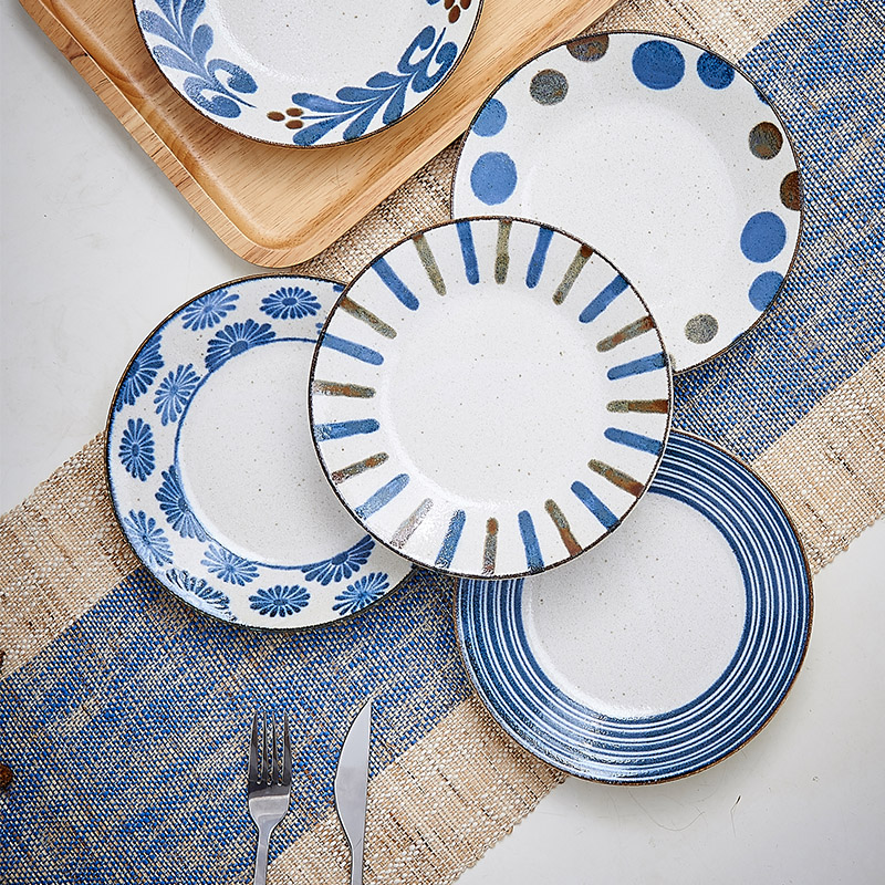 美浓烧盘子日本进口餐具圆形菜盘