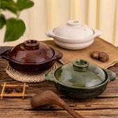 日本进口万古烧复古一人食家用炖菜煲仔饭日式 明火耐高温小号砂锅