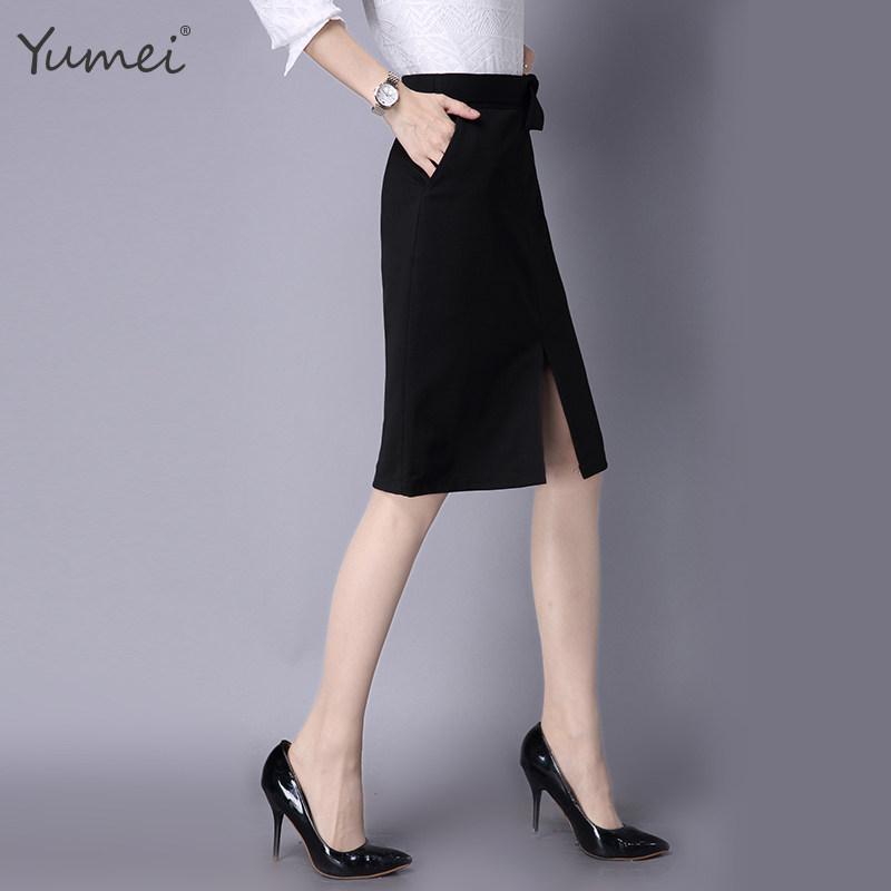 【清仓】职业裙蝴蝶结开衩包臀裙遮胯半身一步裙及膝中长款a字裙