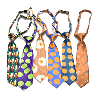 小领带免打结原创儿童短款特色波点明亮配色复古菱形格搞怪荷包蛋