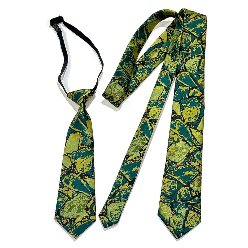 黄绿色拼接手打领带女男百搭复古