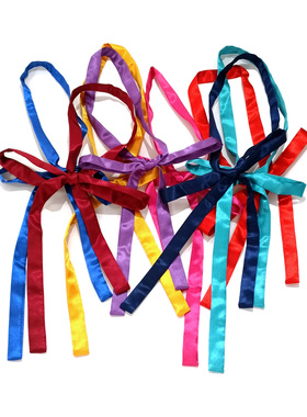 手打领绳女自由打结纯色百搭红黑白蓝黄色仿真丝缎面学生配饰可爱