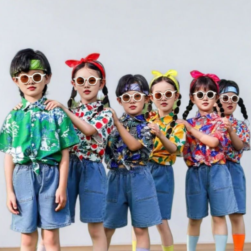 六一儿童表演服港风啦啦队演出服装复古幼儿园中小学生运动会套装