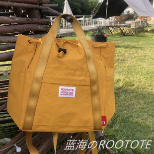 爆款配色补货潮牌ROOTOTE帆布双肩手提抽绳轻薄防水旅游书包
