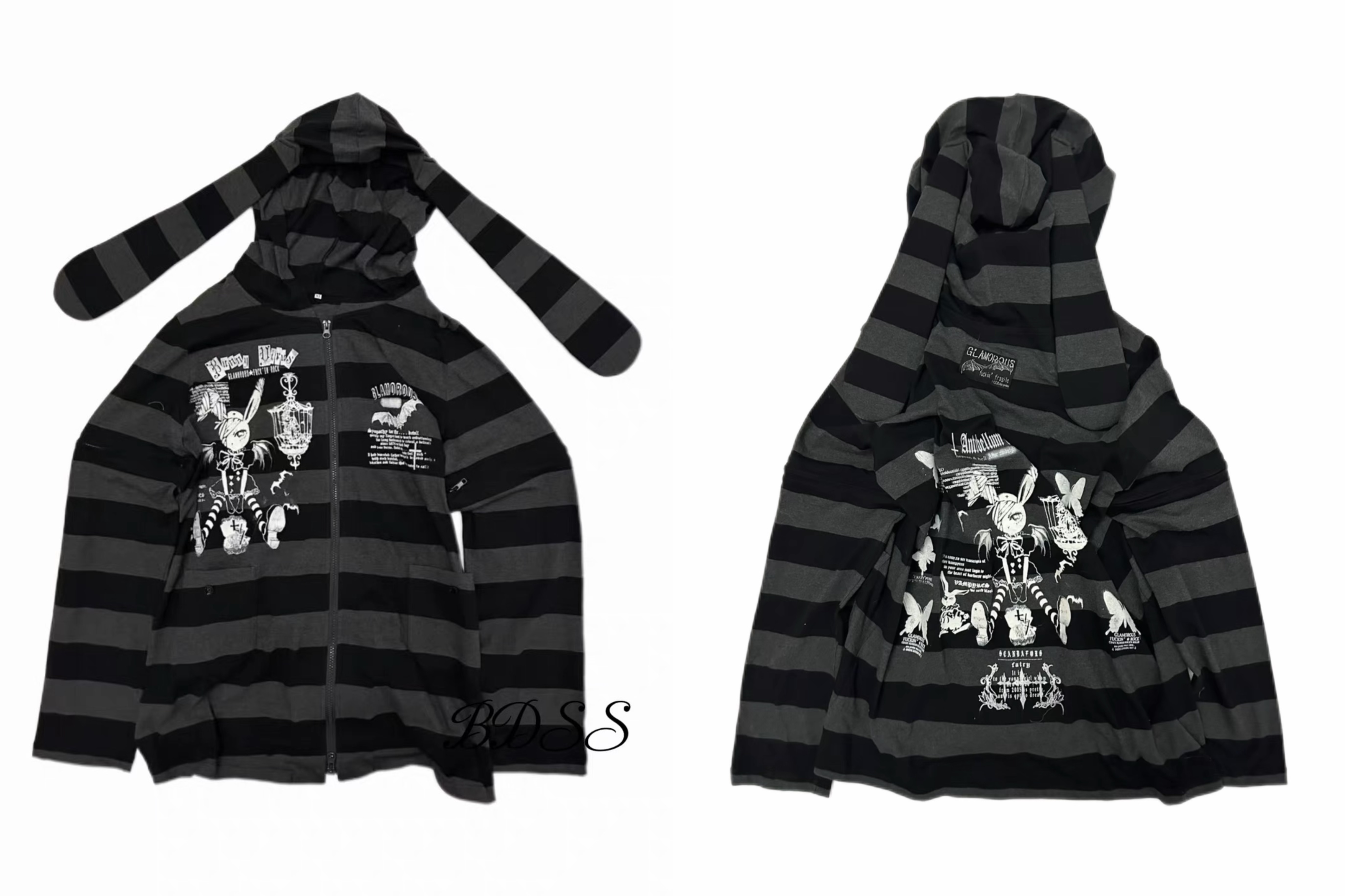 thumbnail for "Rabbit Ear" BDSS Independent Emo Boy Style Bunny Ear Hooded Cardigan Sweatshirt