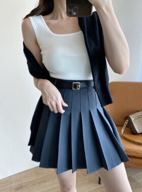 米米小姐学院风高腰百褶裙a字裤裙显瘦短裙百搭休闲2025年夏季