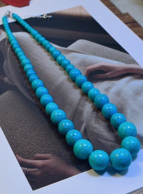 复古高级感短款项链绿松石配饰毛衣链小众设计感精致饰品锁骨链女