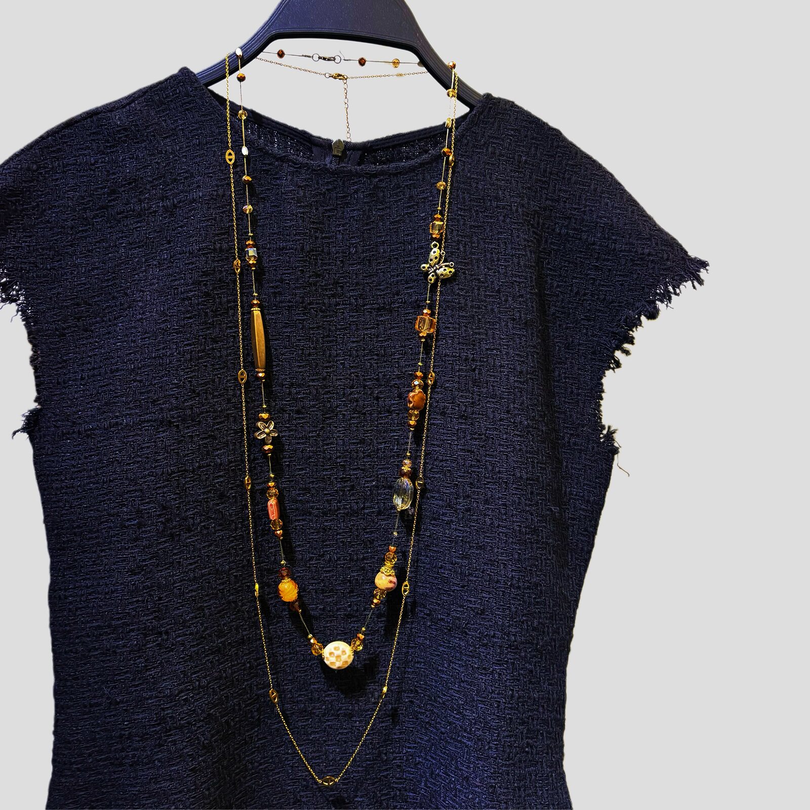 手工串珠DIY项链长款高档优雅长链子毛衣链多层百搭衣服挂件配饰