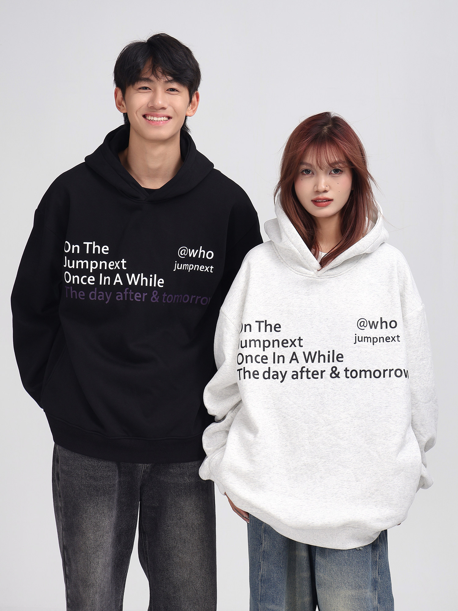 JUMPNEXT 내셔널 패션 아메리칸 레트로 문자 패턴 프린트 후드 티셔츠 남성과 여성 헤비 하이 스트리트 커플 탑