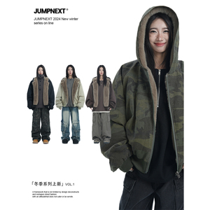 JUMPNEXT冬季座山雕加绒加厚外套男cleanfit帆布水洗迷彩棉服夹克