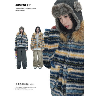 JUMPNEXT费尔岛提花羊羔绒外套