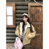 复古立领巴恩风飞行夹克棉服冬季 Kawayi豆子 冬日标配 加绒外套