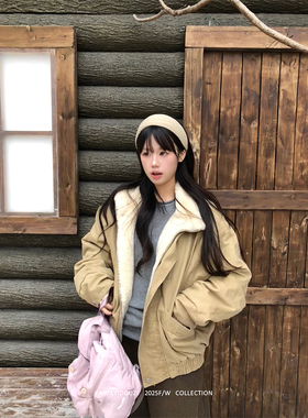 Kawayi豆子【冬日标配】复古立领巴恩风飞行夹克棉服冬季加绒外套