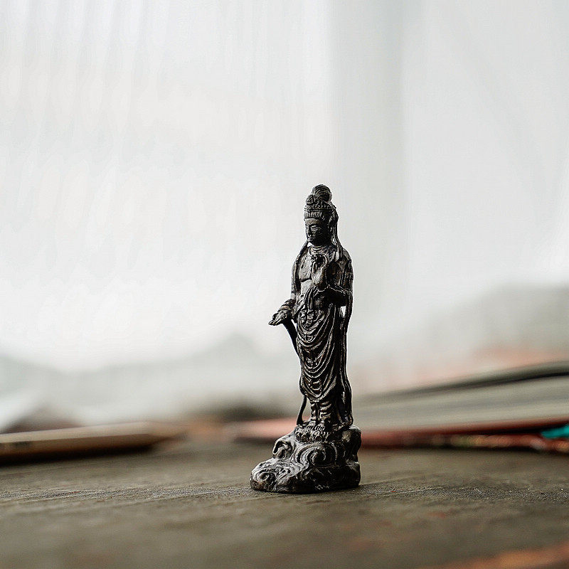 圣观音 进口黄铜佛像随身佛书房家居摆件祝福供奉生肖鼠本命守护