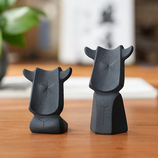 牛兄牛弟 日本进口南部铁器马场忠宽铸铁生肖牛摆件镇纸文房礼物