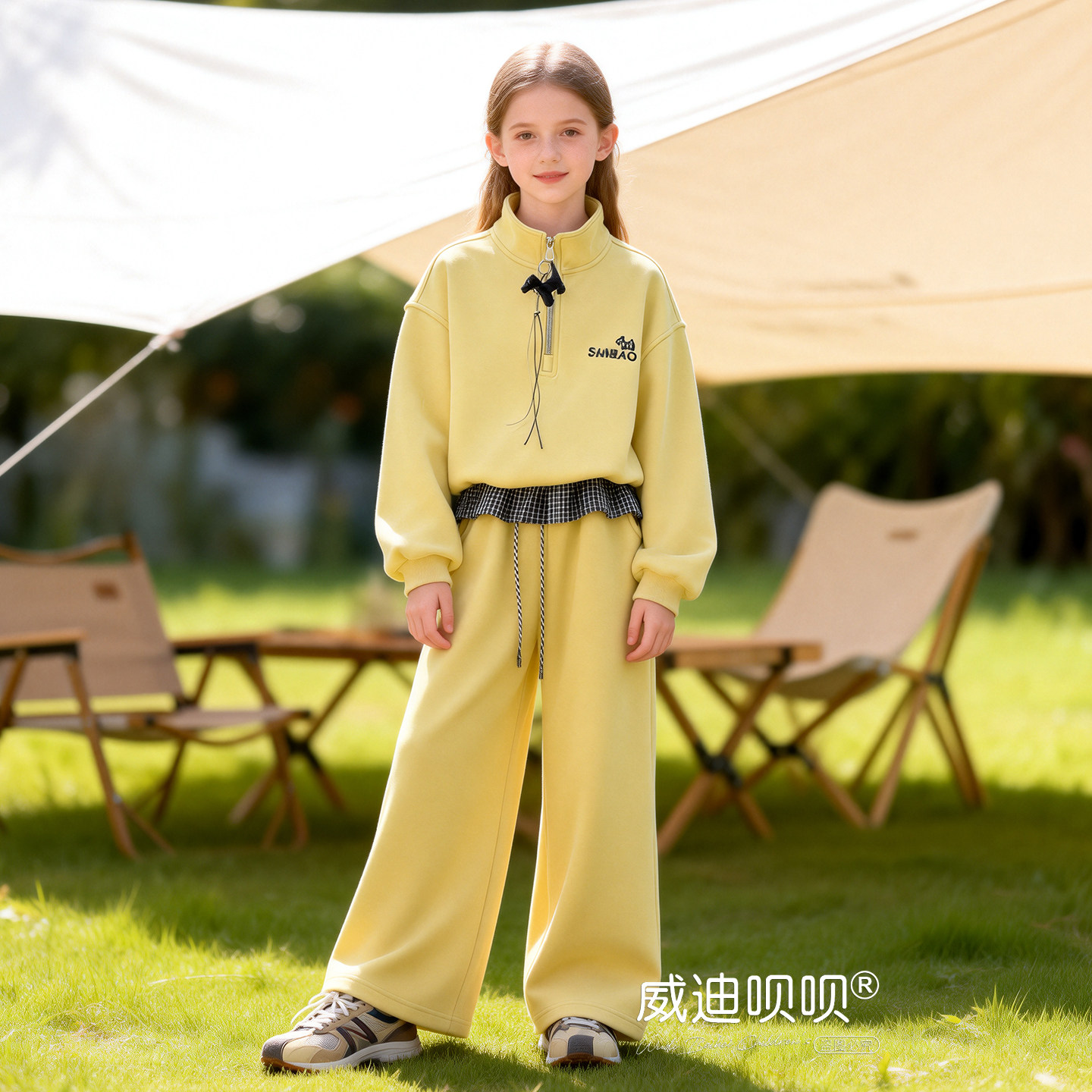 女童格子屁帘休闲裤套装2026春季新款大儿童半拉链卫衣裤子两件套,童装/婴儿装/亲子装,套装,淘宝优惠券,粉丝福利购,淘宝优惠卷