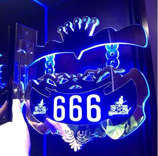 亚克力不锈钢KTV包厢发光门牌酒店门牌会所LED带灯房间门牌号定制
