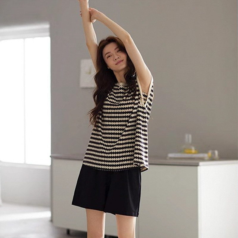 啄木鸟带胸垫睡衣女款夏季纯棉无睡衣/家居服套装