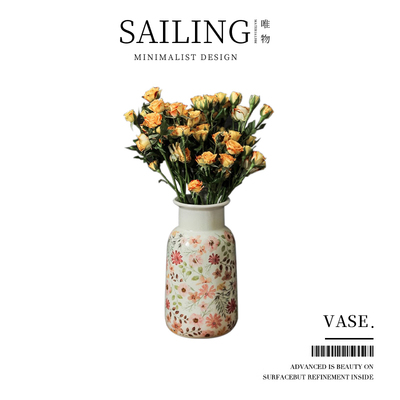 Sailing田园复古陶瓷花瓶侘寂风家居客厅装饰摆件鲜花水培插花器