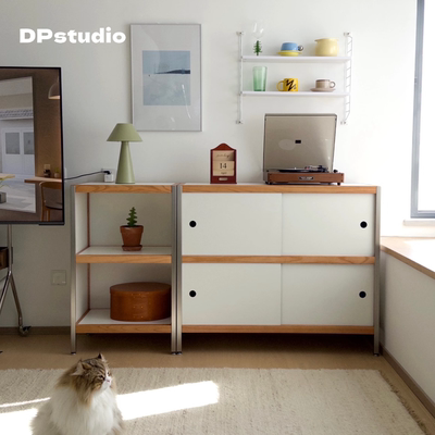 中古彩色餐边柜韩系ins风组合模块柜家用靠墙收纳柜咖啡玄关斗柜