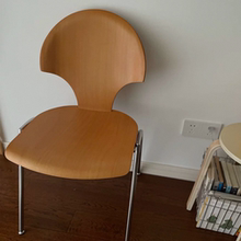 中古实木银杏椅不锈钢餐椅包豪斯复古设计单人椅小户型家用靠背椅